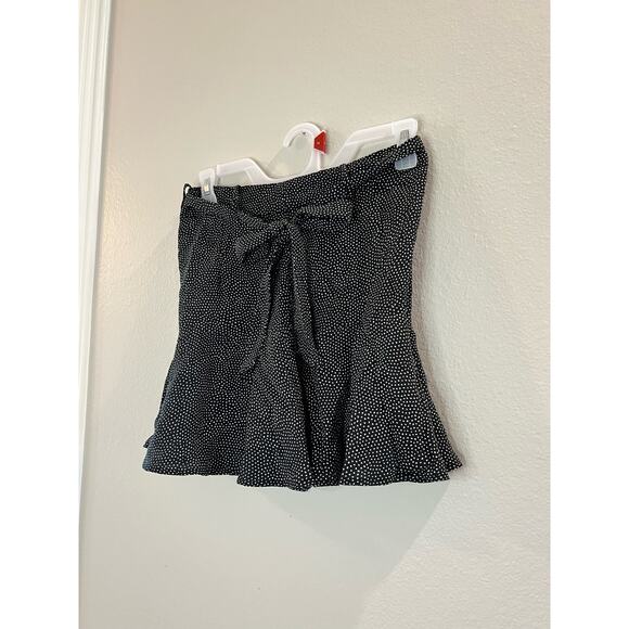 ZARA Skort Womens Small Black White Mini Polka Dot Front Tie Side Zip - Picture 2 of 6